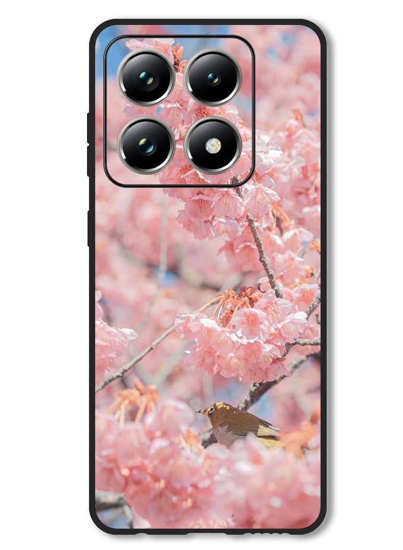 Theodor Case Compatible with Xiaomi 14T Protection Shockproof Bumper Cover Pink flowers - Image 1