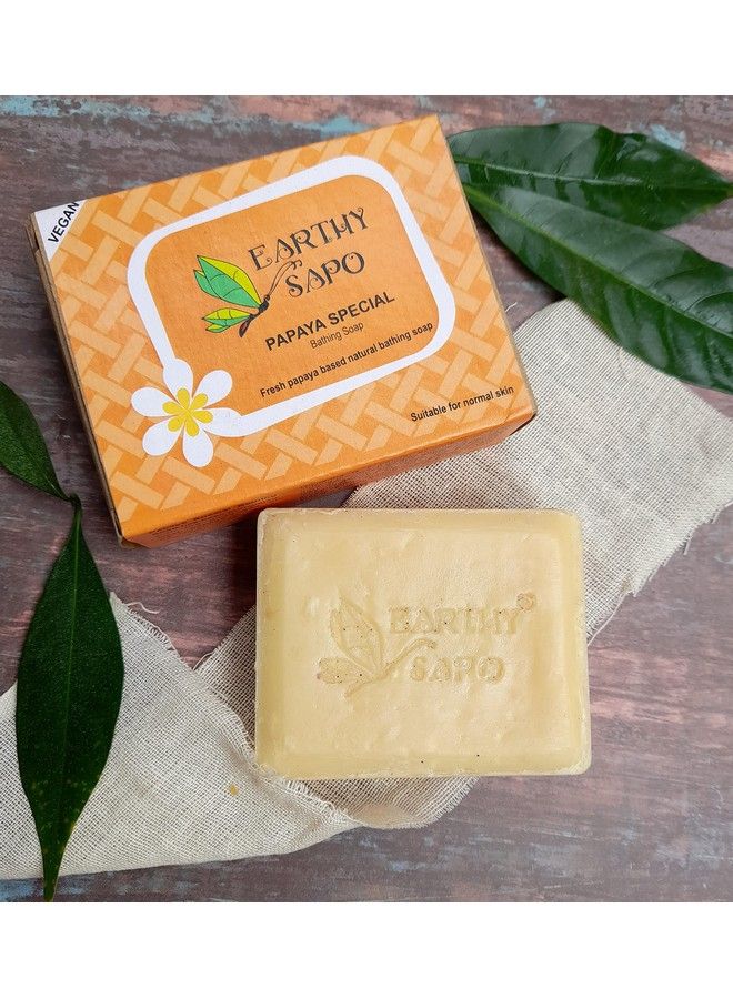 Earthy Sapo Handmade Papaya Special Bathing Soap 100G - Image 1
