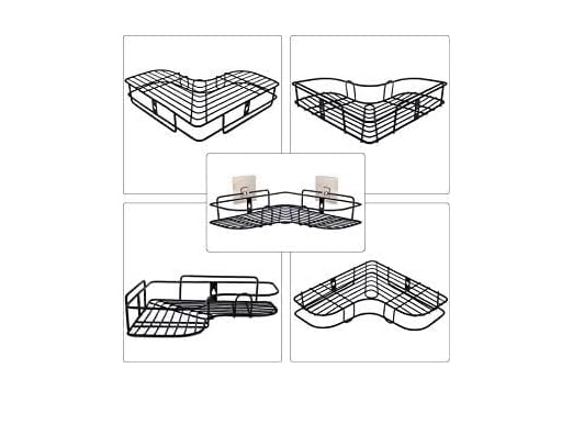 Wall Mounted Self-Adhesive Bathroom Corner Shelf/Kitchen Rack & Holder - Bathroom Accessories (Material-GI Metal, Powder Coated Finish, Black, L Shape Pack of 1)  - Image 3