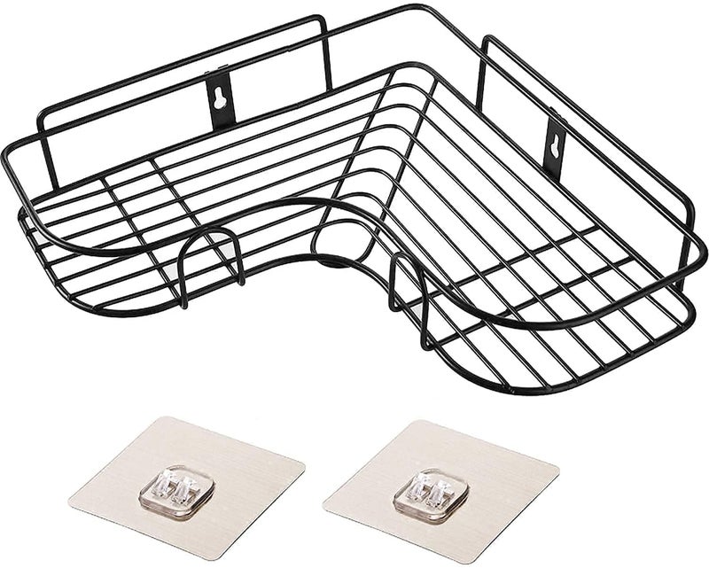 Wall Mounted Self-Adhesive Bathroom Corner Shelf/Kitchen Rack & Holder - Bathroom Accessories (Material-GI Metal, Powder Coated Finish, Black, L Shape Pack of 1)  - Image 4