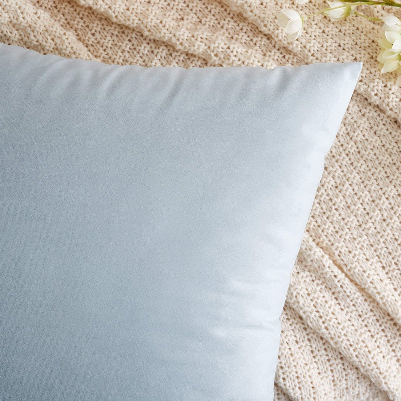 EMEMA Pack of 2 Velvet Pillow Covers Decorative Square Pillowcase Soft Solid Cushion Case for Sofa Bedroom Car 20x20 Inch Baby Blue - Image 2