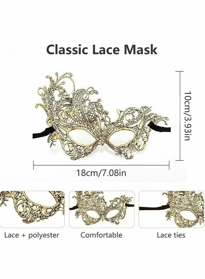 Masquerade Mask for Couples, Mardi Gras Venetian Side flower Mask, Ball Masks, Metal Prom Women Men (2 Pcs) - Image 3