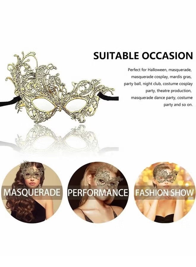 Masquerade Mask for Couples, Mardi Gras Venetian Side flower Mask, Ball Masks, Metal Prom Women Men (2 Pcs) - Image 2