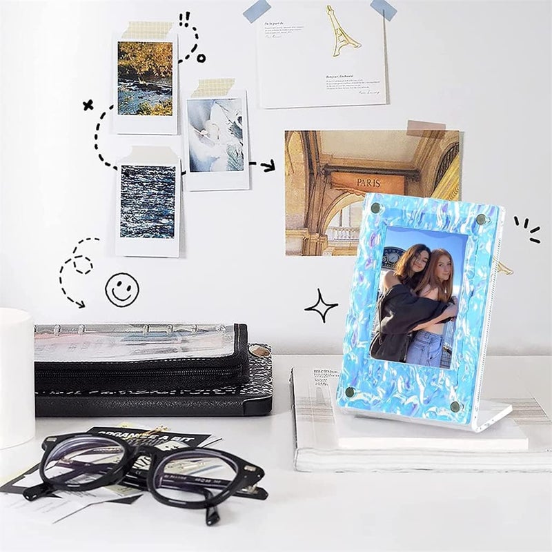 إطارات صور مكونة من 4 حزم بإطار صورة مغناطيسي صغير من الأكريليك 2 × 3 على شكل حرف L وإطار صورة مغناطيسي للثلاجة وإطارات عرض منضدية متوافقة وإطارات مغناطيسية للثلاجة - Image 3
