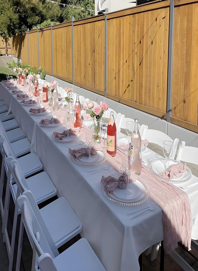 CORALTREE 7pcs Christmas Cheesecloth Table Runner Set, 1 pcs Table Runners Set (120") & 6 Cheesecloth Napkins (19.6"x19.6") for Wedding Bridal Baby Shower Party (Dusty Pink) - Image 5