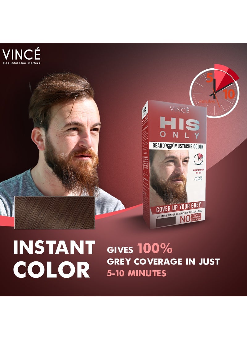 VINCE Beard & Mustache Color (BM-05) – Light Brown – Ammonia-Free, 100% Grey Coverage, Olive Oil & Avocado Oil Infused, Quick 5-Minute Application, Long-Lasting Results, Full Kit Included  - Image 2