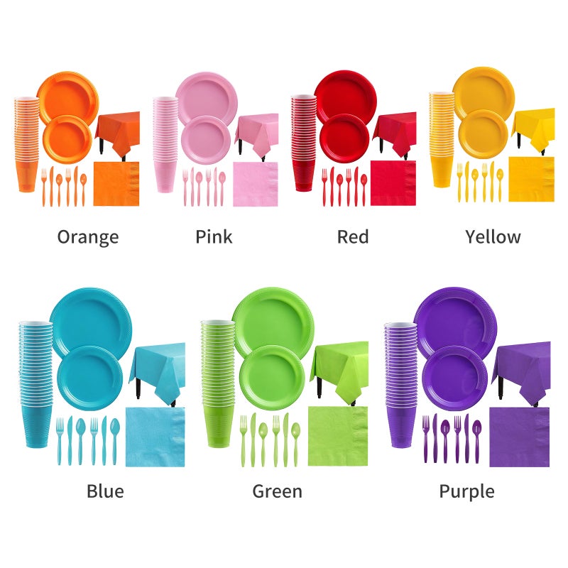 Disposable Paper Tableware Set: Purple Food-grade Paper - Elegant Fancy Design Silverware for Party Picnic Festival Events - Image 2