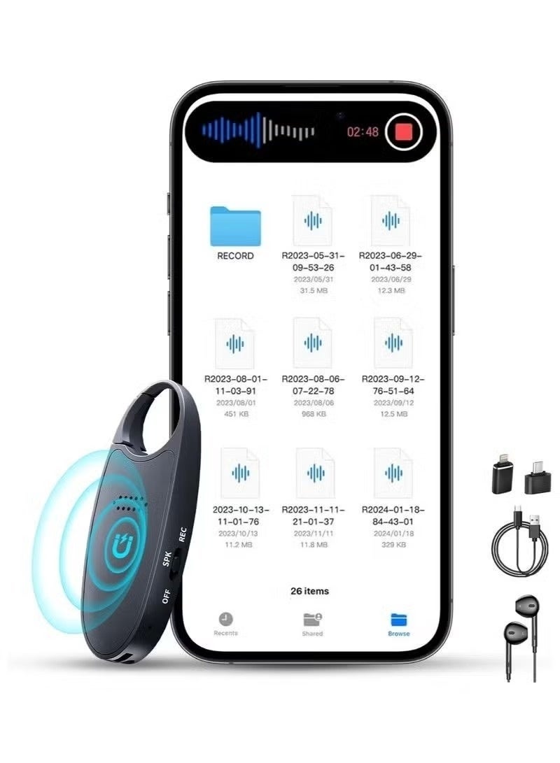LAESO 128GB (800 Hour) Digital Magnetic Voice Recorder with Playback, 4-in-1 Portable Mini Voice Activated Audio Recorder with AI Noise Cancelling, MP3 Player, Voice Device for Lectures, Meetings, Classroom - Image 1