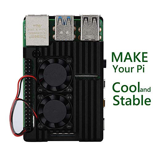 REES52 Metal Aluminium Alloy Raspberry Pi 4 Armor Case with Dual Fan Cooling Heatsink for Pi 4 Model/B - Image 5