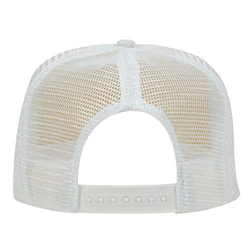 OTTO Polyester Foam Front 5 Panel High Crown Mesh Back Trucker Hat - White - Image 3