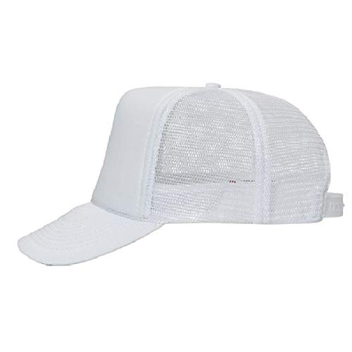 OTTO Polyester Foam Front 5 Panel High Crown Mesh Back Trucker Hat - White - Image 5