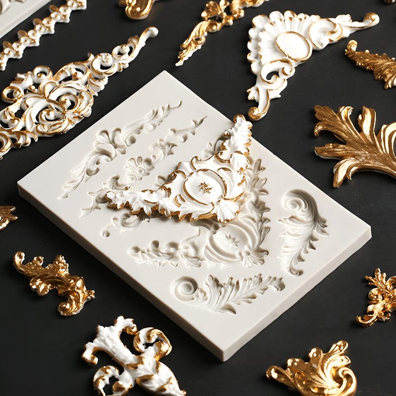 Grosun 3 Packs Baroque Silicone Molds Scroll Silicone Baroque Mold Clay Molds Fondant Molds Border Fondant Mold Wedding Birthday Cake Decoration - Image 4