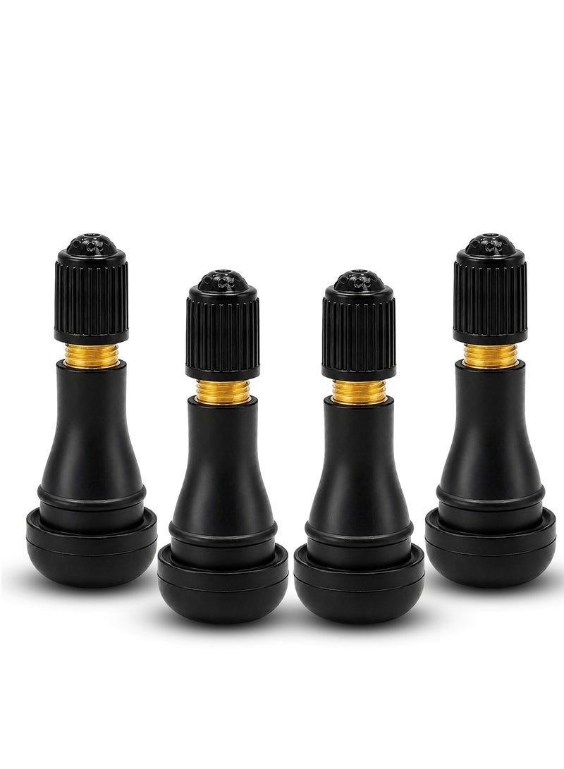 مجموعة صمامات إطارات TR414 مكونة من 4 قطع، مناسبة للسيارات والدراجات النارية والدراجات الهوائية والشاحنات، بديلة لصمامات الإطارات بدون أنابيب، مصنوعة من المطاط والنحاس، مانعة للتسرب، مقاومة للحرارة العالية، صمام هواء عالمي للعجلات مع أغطية، دعم محكم للإطارات المبللة، لإصلاح السيارات وسيارات الدفع الرباعي والمقطورات. - Image 1