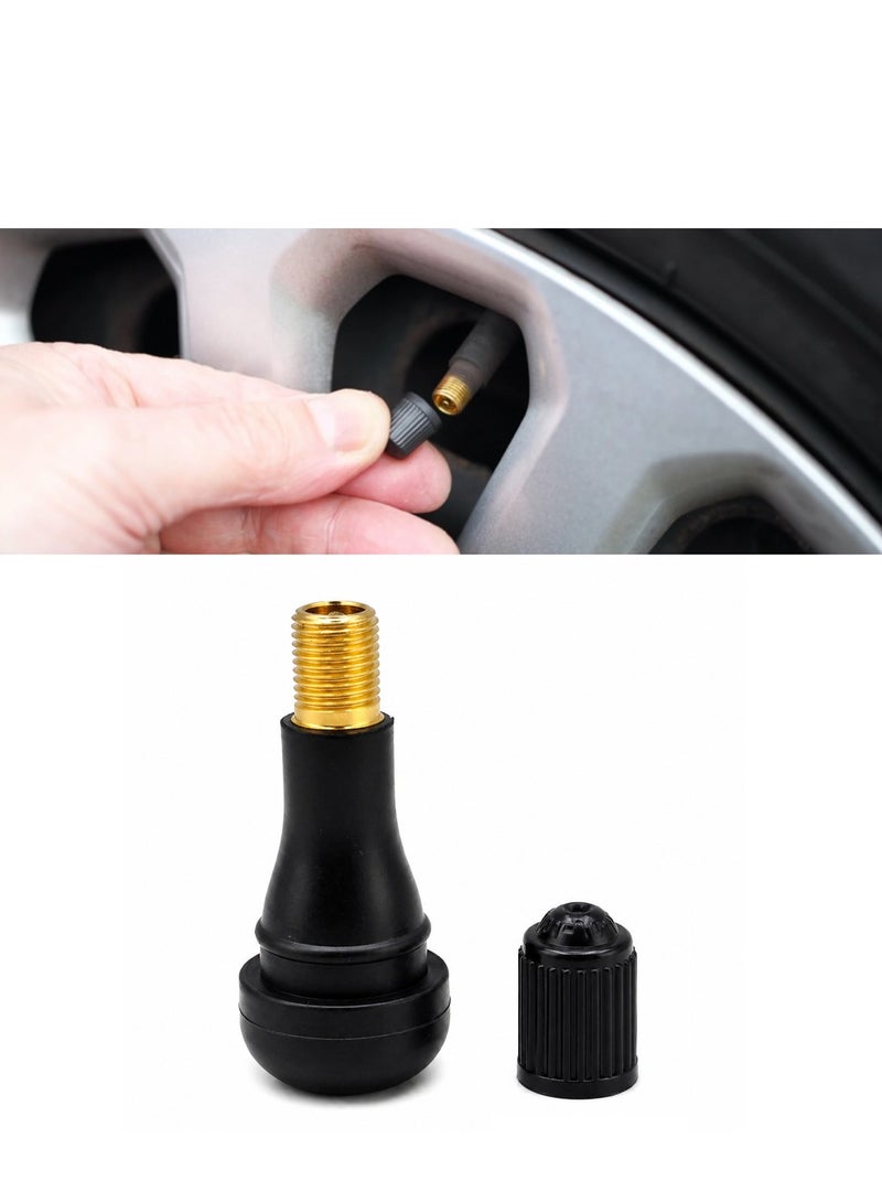 مجموعة صمامات إطارات TR414 مكونة من 4 قطع، مناسبة للسيارات والدراجات النارية والدراجات الهوائية والشاحنات، بديلة لصمامات الإطارات بدون أنابيب، مصنوعة من المطاط والنحاس، مانعة للتسرب، مقاومة للحرارة العالية، صمام هواء عالمي للعجلات مع أغطية، دعم محكم للإطارات المبللة، لإصلاح السيارات وسيارات الدفع الرباعي والمقطورات. - Image 3