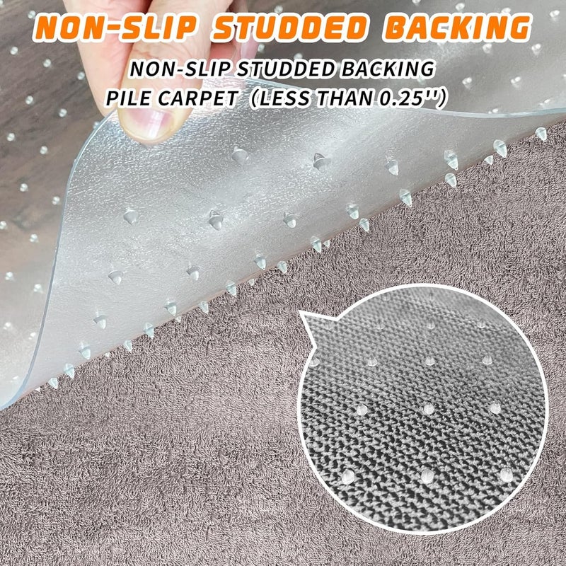 SHAREWIN Office Chair Mat for Carpeted Floors, Desk Mats 48"X30" for Rolling Desk on Low Pile Carpets, Small Computer Gaming Plastic Floor Mats for Office Chair on Carpet, Easy Glide Without Curling - Image 4