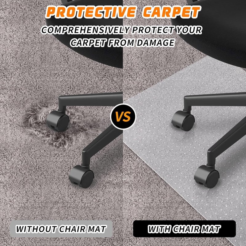 SHAREWIN Office Chair Mat for Carpeted Floors, Desk Mats 48"X30" for Rolling Desk on Low Pile Carpets, Small Computer Gaming Plastic Floor Mats for Office Chair on Carpet, Easy Glide Without Curling - Image 3