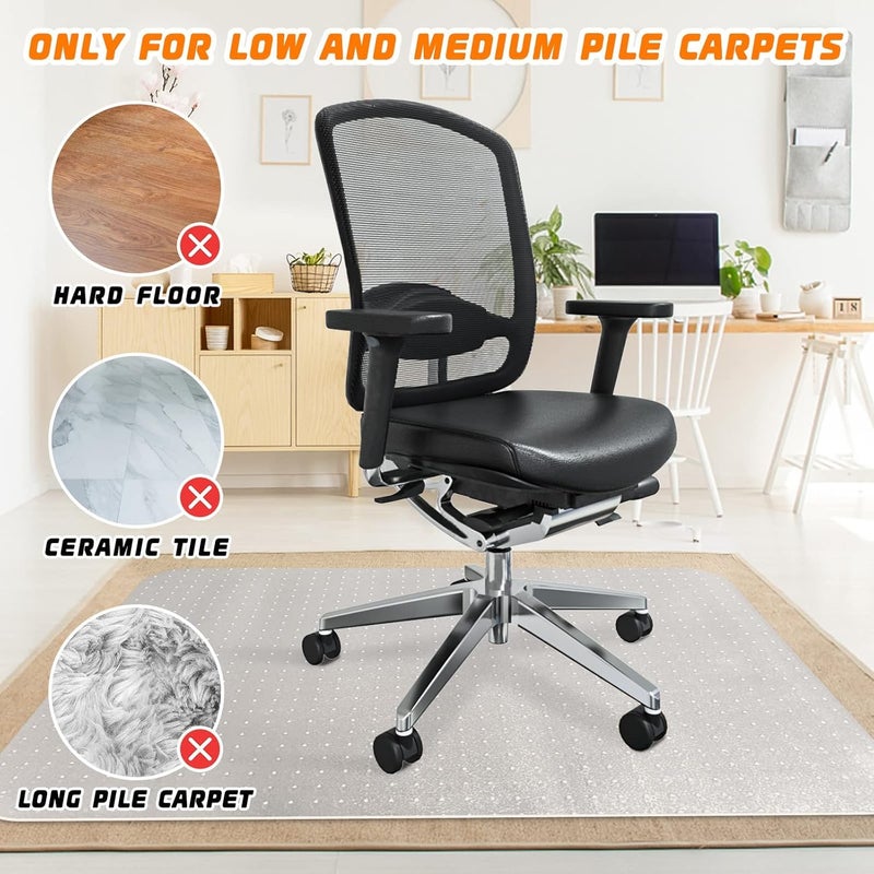 SHAREWIN Office Chair Mat for Carpeted Floors, Desk Mats 48"X30" for Rolling Desk on Low Pile Carpets, Small Computer Gaming Plastic Floor Mats for Office Chair on Carpet, Easy Glide Without Curling - Image 2
