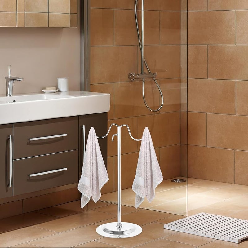 Stainless Steel Towel Stand Holder with Stable Round Base Freestanding Bathroom Countertop Drying Rack - Image 3