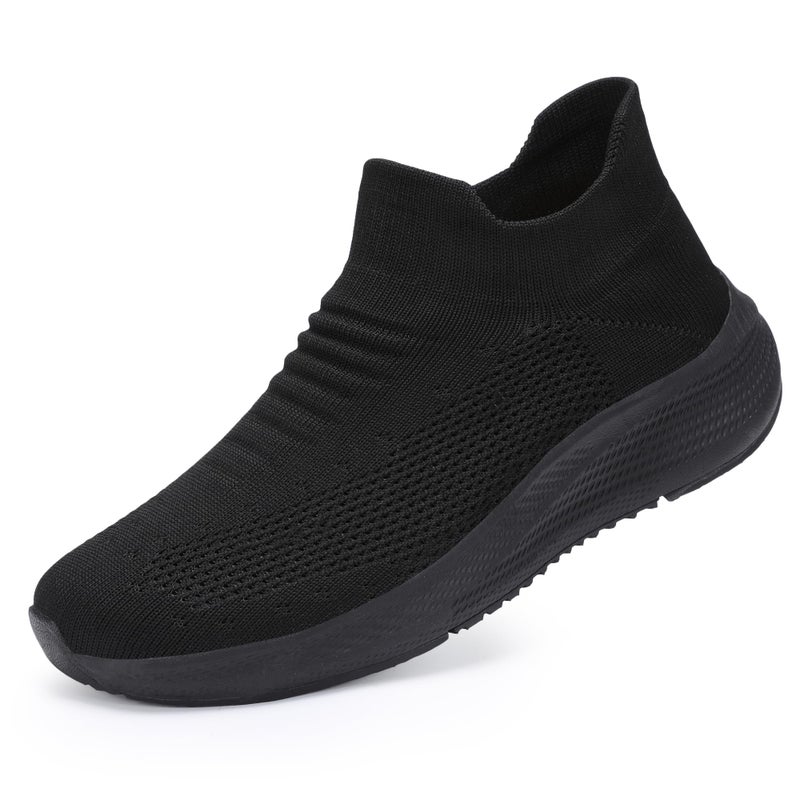 SHULOOK Womens Slip on Walking Shoes Comfort Lightweight Breathable Sock Shoe Non-Slip Mesh Casual Fashion Tennis Running Sneakers Black - Image 1