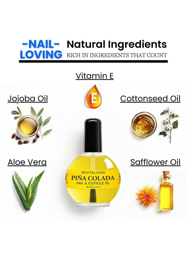 ELLIE CHASE Moisturizing Cuticle & Nail Care Oil 2.3 Fl Oz - Pina Colada Scented – Infused with Jojoba Oil, Aloe, Vitamin E – Nail & Cuticle Hydration, Repair, Moisturizer, Strengthener, Growth - Image 2