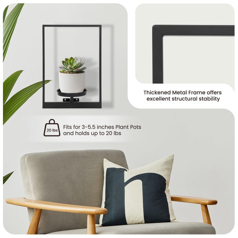 storenization Wall Planters for Indoor Plants, Window Plant Shelves Set of 3, Wall Plant Stand to Hold Large Pots - Premium Metal Hanging Plant Holder for Indoor Outdoor Decor - Image 4