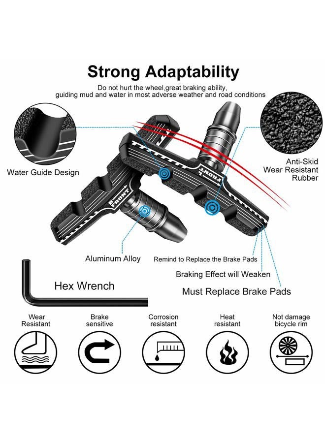 mamakoi Bike Brakes Pads Set, Brakes Kit, Road Mountain Cycle Bicycle Rubber Universal V-Brake Blocks Shoes With Hex Nut Tools And Shims, No Noise No Skid, 70mm, Fits Most Bikes Mtb City Folding Bike Pads - Image 2