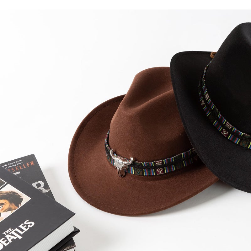 Gossifan Classic Womens Western Cowboy Cowgirl Hats with Wide Belt Z-Coffee - Image 4