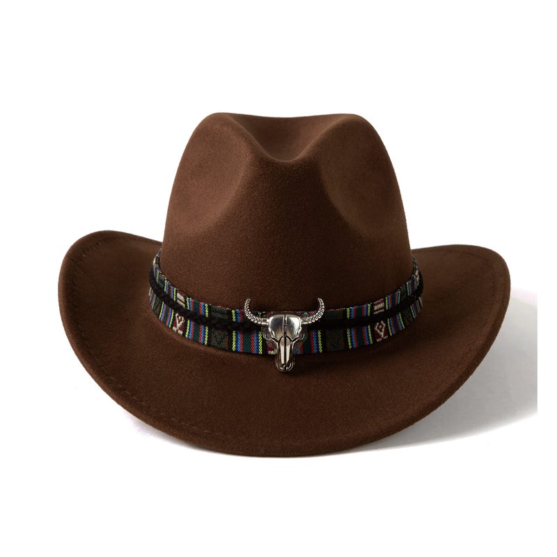 Gossifan Classic Womens Western Cowboy Cowgirl Hats with Wide Belt Z-Coffee - Image 1