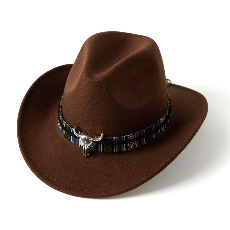 Gossifan Classic Womens Western Cowboy Cowgirl Hats with Wide Belt Z-Coffee - Image 2