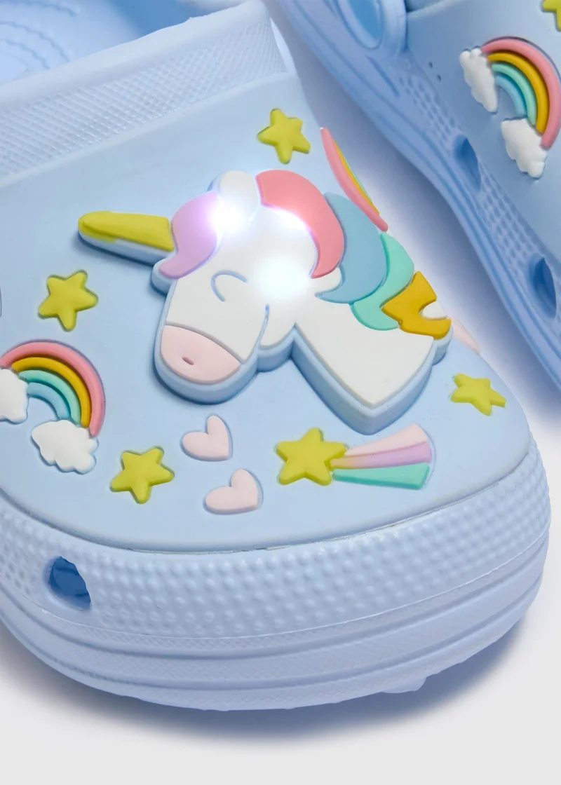 Matalan Girls Blue Unicorn Clogs