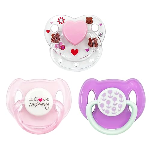 Magnetic Pacifiers 3 Piece Set for Reborn Baby Dolls Feeding Toy AccessoriesGirlPink Heart Rainbow kiss me - Image 1