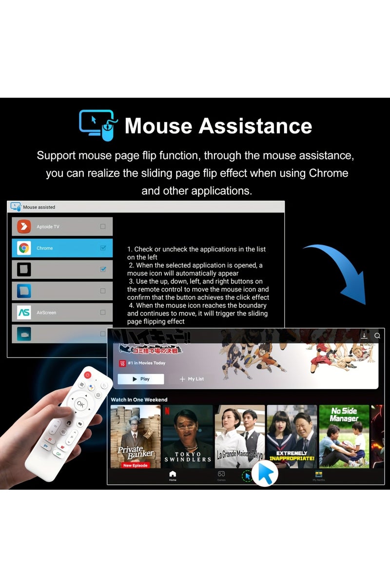 اتش 96 ماكس Android 14.0 TV Stick ATV، 2 جيجابايت + 16 جيجابايت RK3518 جهاز تلفزيون ذكي صغير مشغل وسائط متدفق مع WiFi6 رباعي النواة و2.4G/5G و5.4 لاسلكي، بث 4K@60fps، إخراج HDTV، مشغل منزلي ذكي بالتحكم الصوتي - Image 5