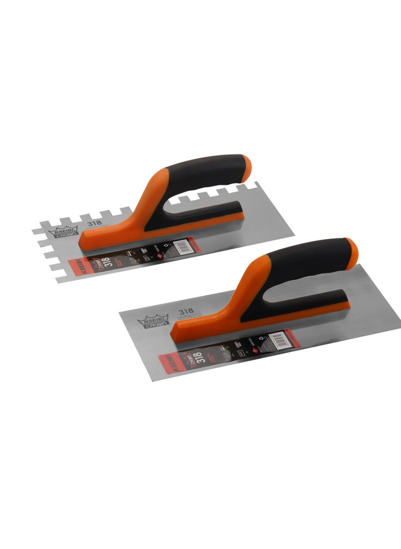 KSEIBI Crown Plastering Trowel/Progrip with Teeth, High Quality Tool Steel, Completely Flat Blade with Eased Edge, Surface Polishing Knife, Plastering Surface is Smooth, Plastering Tool, Construction Work.  - Image 5