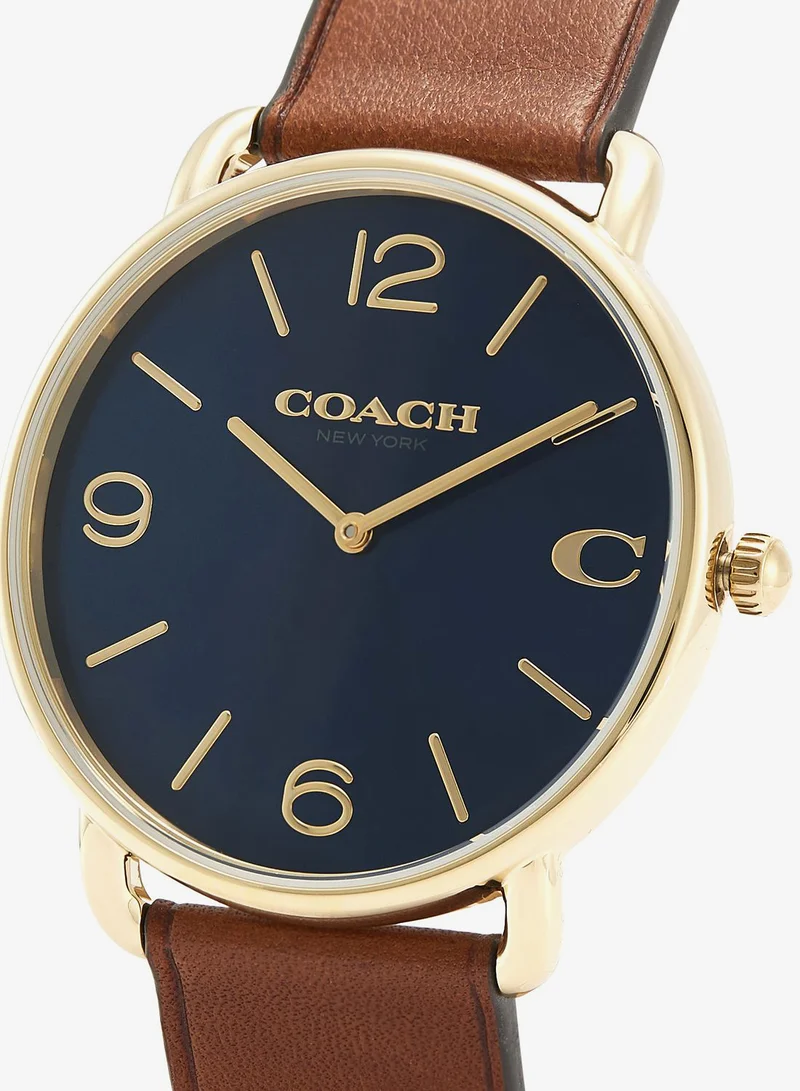 Coach 2-Hand Elliot Collection Quartz Movement Watch For Men With Brown Leather Strap - 14602644