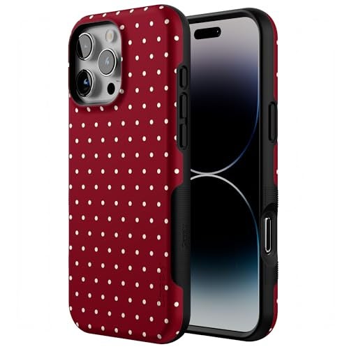 Casely iPhone 16 Pro Case | On the Dot | Maroon Polka Dot | Bold Protective Design | MagSafe Compatible Design - Image 2