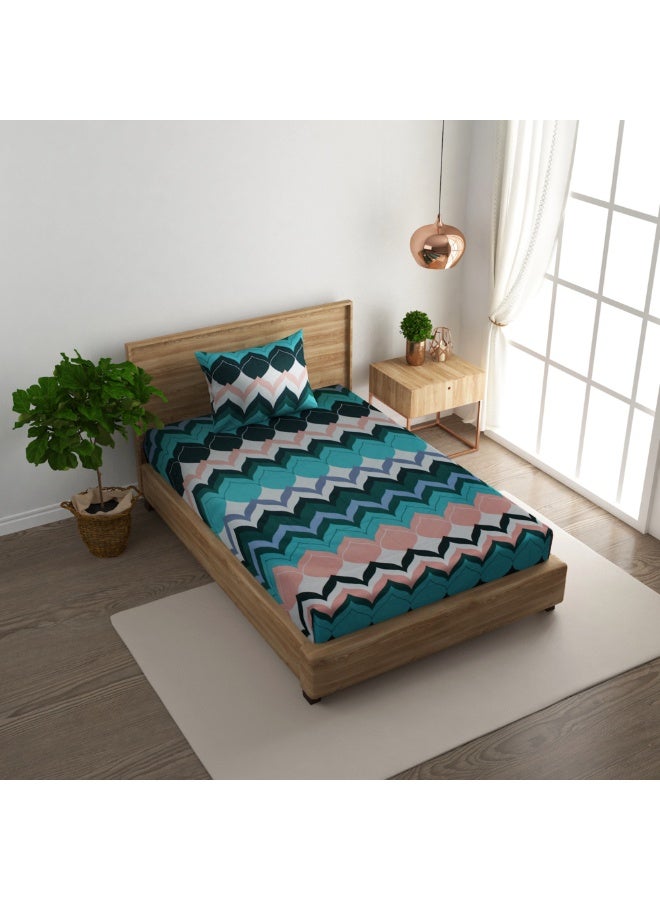 RISHAHOME 2-Piece 180 TC Printed Cotton Bedsheet Set Single Size – Premium Soft Cotton Bedding with 1 pillow case - Image 1