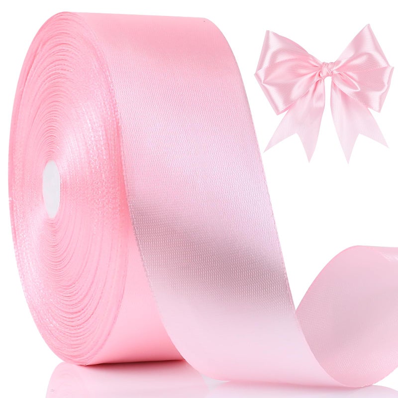 NESCCI 100 Yards Ribbon,1-1/2 Inch Pink Satin Ribbon,Single Face Satin Ribbons,Perfect for Gift Wrapping,Wedding Decoration,Handmade Bows, Wrapping Bouquet and More - Image 1