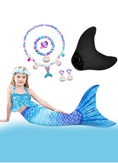 MARGOUN Mermaid Tails with Mono Fin Sparkle Mermaid Swimsuit for Kids Girls Flower Headband and Mermaid Jewelry Set  - Image 1
