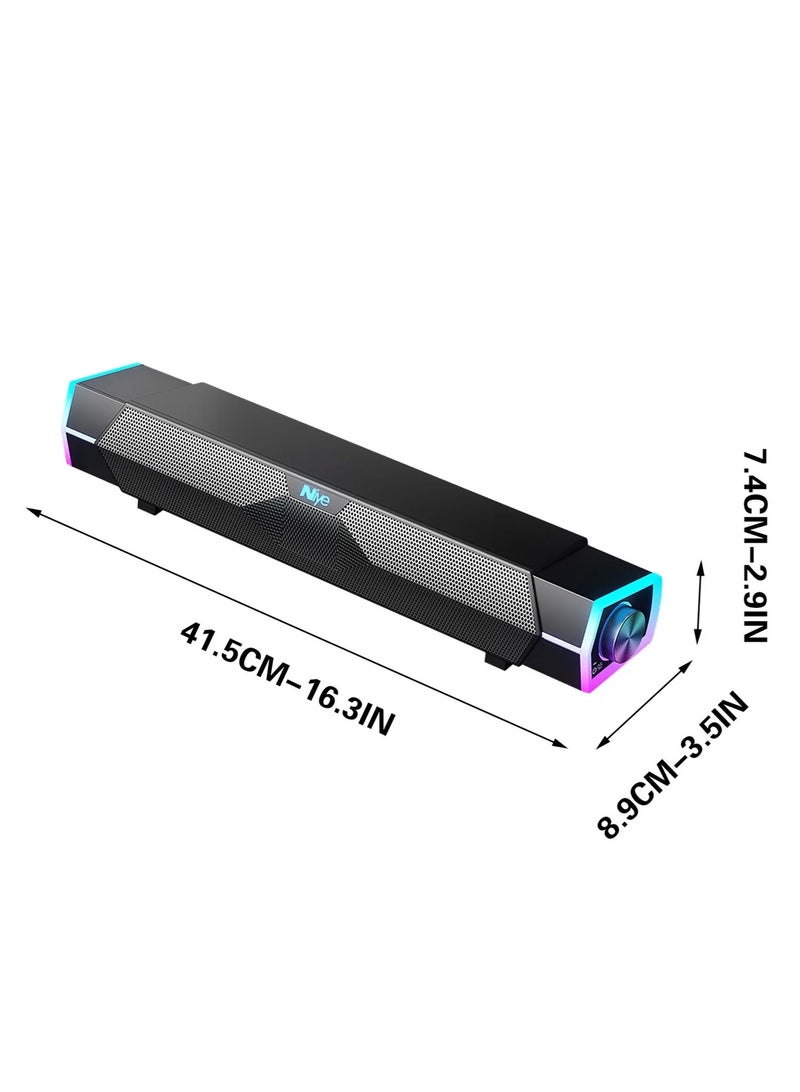Bluetooth speaker with RGB light, Bluetooth and USB wired connection Subwoofer audio, dual stereo Bluetooth 5.3, knob control volume, suitable for Suitable for Computers, Laptops  TVs, home/party/gaming - Image 4