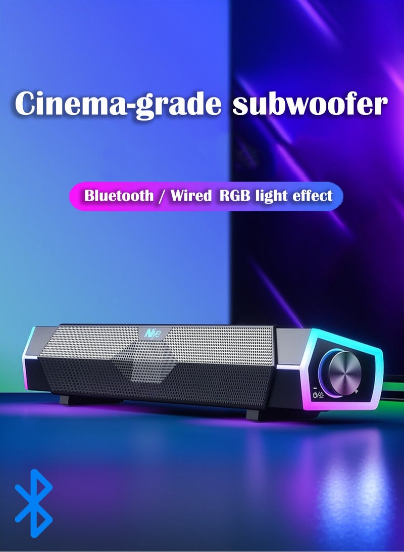 Bluetooth speaker with RGB light, Bluetooth and USB wired connection Subwoofer audio, dual stereo Bluetooth 5.3, knob control volume, suitable for Suitable for Computers, Laptops  TVs, home/party/gaming - Image 1