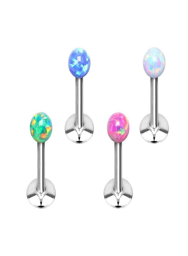 Pierced Owl Set of 4 16GA Synthetic Opal Ball Top Internally Threaded Lip Cartilage Studs (6mm (1/4")) - Image 1