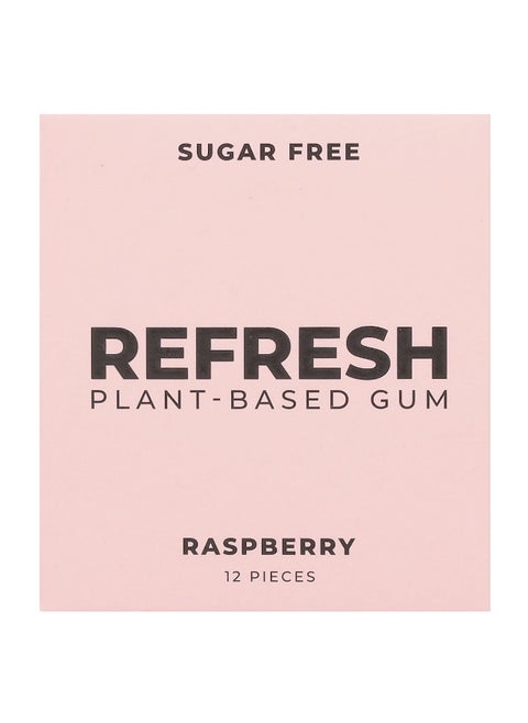 Refresh Gum, Plant-Based Gum, Raspberry, 12 Pieces