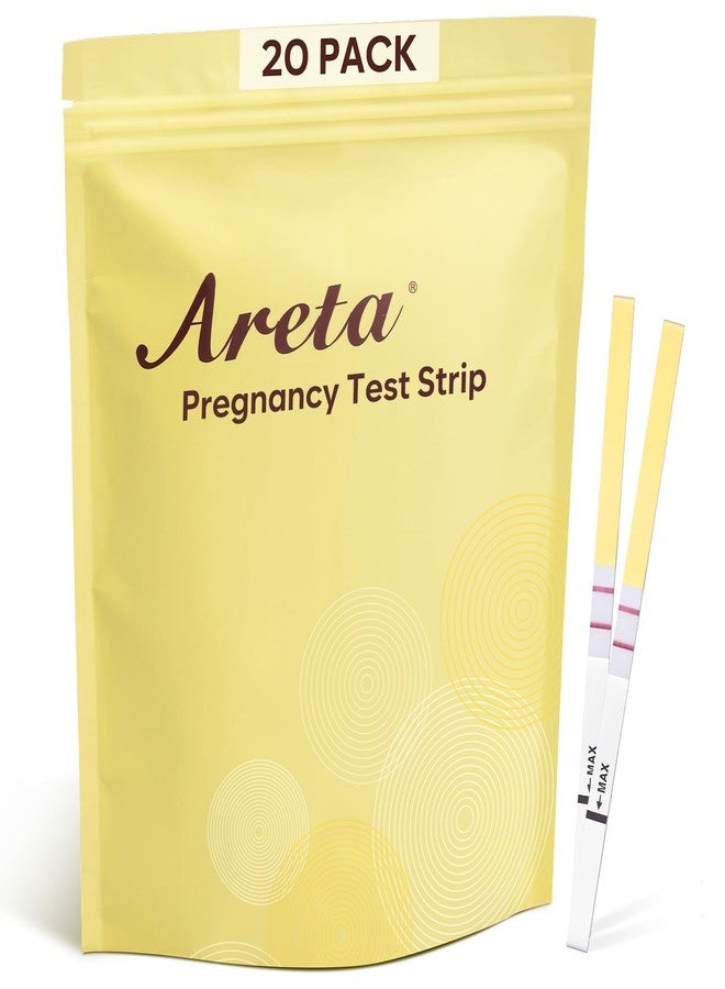 Areta Pregnancy Test Strips: 20 Pack hCG Tests - Highly Accurate Kit for Rapid Results The Day After Your Missed Period - Image 1