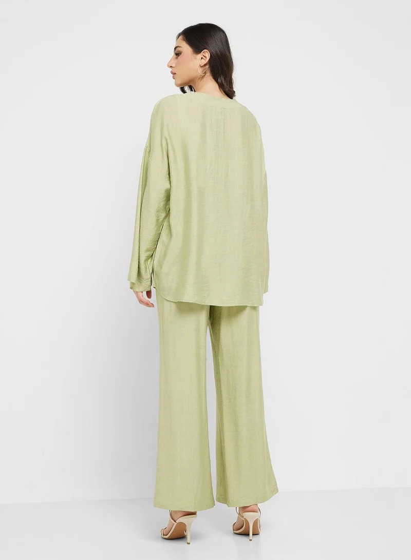 Ginger Tie Up Relaxed Fit Top & Pant Coord Set