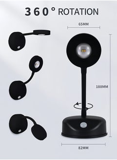DAREU Spotlight Battery Operated, Motion Sensor Picture Light LED Cat-Eye Bulb Wall Sconce, Stick on Display Accent Lighting Dimmable 360° Rotation Rechargeable for Paintings (Black, 1Pack)  - Image 4