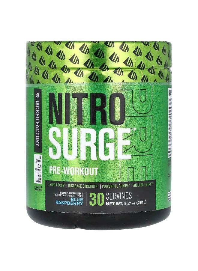 Jacked Factory Jacked Factory, Nitro Surge, Pre-Workout, Blue Raspberry, 9.21 oz (261 g)  - Image 1