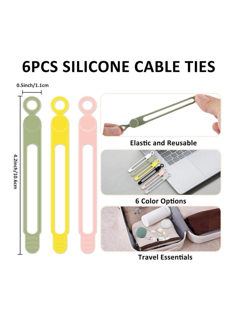 3 Pcs Silicone Headphone Organizer,6 Pcs reusable silicone wire binding straps,Small Storage Case for Wired Earbuds,Charging Cable,Key Accessories, Lipstick Organizer - Image 3