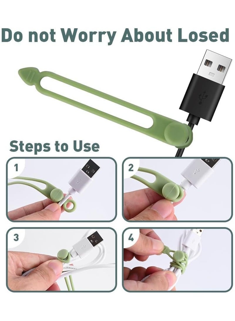 3 Pcs Silicone Headphone Organizer,6 Pcs reusable silicone wire binding straps,Small Storage Case for Wired Earbuds,Charging Cable,Key Accessories, Lipstick Organizer - Image 4