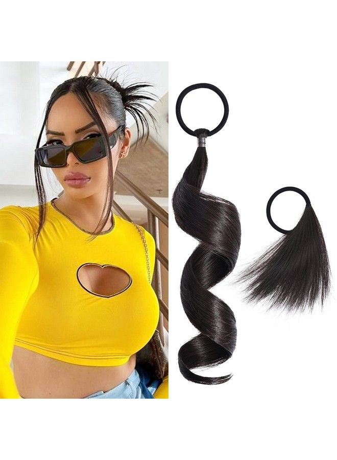 HOOJIH Hair Bun Hair Piece Hair Bun Booster Extensions Feather Bun Messy Bun Wrap Ponytail Extension Sleek Bun Y2K Spiky Bun For Women Everyday Use Black Brown  - Image 2