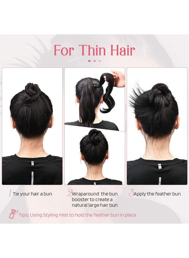 HOOJIH Hair Bun Hair Piece Hair Bun Booster Extensions Feather Bun Messy Bun Wrap Ponytail Extension Sleek Bun Y2K Spiky Bun For Women Everyday Use Black Brown  - Image 5